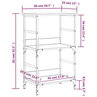 Boekenrek 50x33x82 cm bewerkt hout bruin eikenkleur 9