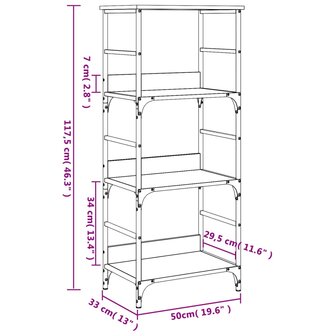 Boekenrek 50x33x117,5 cm bewerkt hout bruin eikenkleur 9