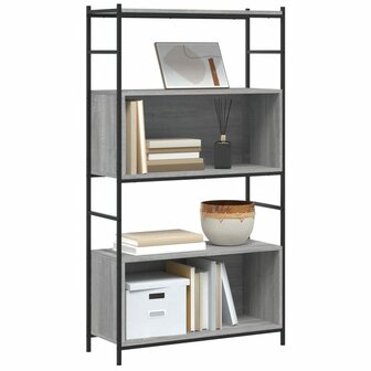 Boekenrek 80x30x145,5 cm bewerkt hout en ijzer grijs sonoma 3