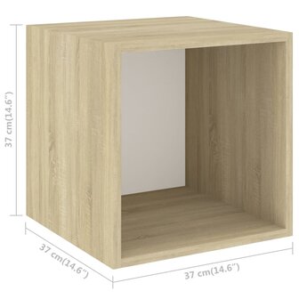 Wandkast 37x37x37 cm bewerkt hout wit en sonoma eikenkleurig 11