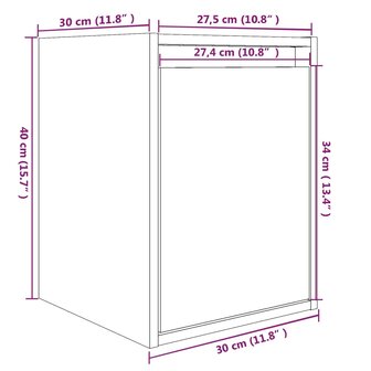 Wandkast 30x30x40 cm massief grenenhout zwart 10