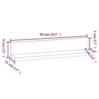 Wandkasten 2 st 50x11x9 cm massief grenenhout grijs 8