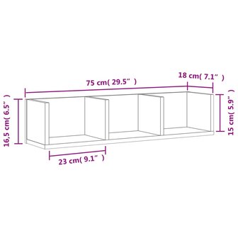 Wandkasten 2 st 75x18x16,5 cm bewerkt hout zwart 11