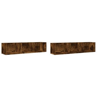 Wandkasten 2 st 75x18x16,5 cm bewerkt hout gerookt eikenkleurig 2