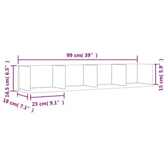 Wandkast 99x18x16,5 cm bewerkt hout bruin eikenkleurig 10