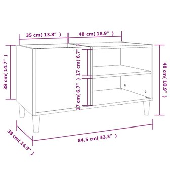 Platenkast 84,5x38x48 cm bewerkt hout betongrijs 8