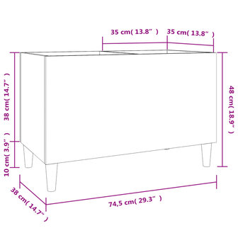 Platenkast 74,5x38x48 cm bewerkt hout wit 8