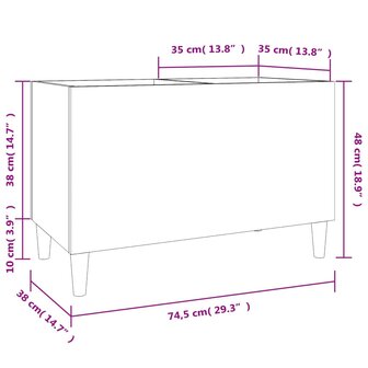 Platenkast 74,5x38x48 cm bewerkt hout betongrijs 8