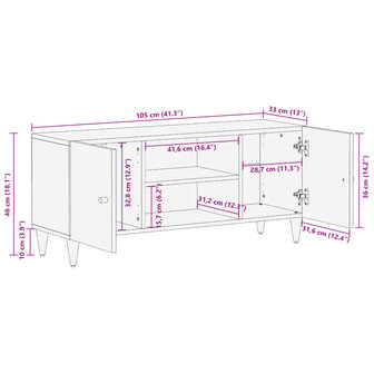 Tv-meubel 105x33x46cm massief mangohout 11