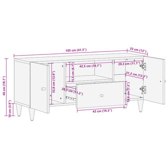 Tv-meubel 105x33x46cm massief mangohout 11