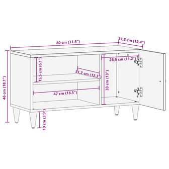 Tv-meubel 80x31x46 cm massief mangohout 12