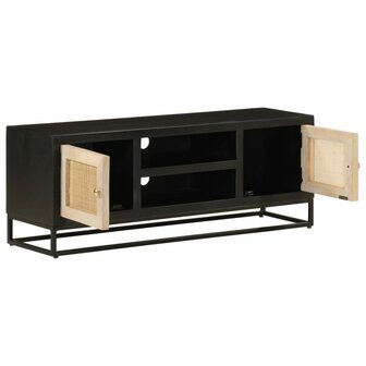 Tv-meubel 110x30x40 cm massief mangohout en ijzer zwart 2