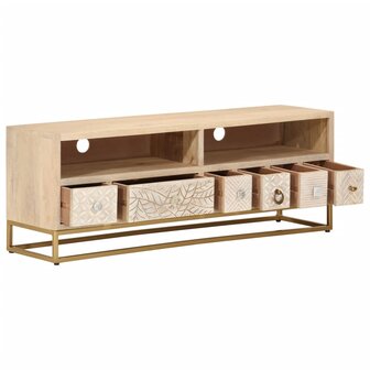 Tv-meubel 110x30x40 cm massief ruw mangohout en ijzer 2