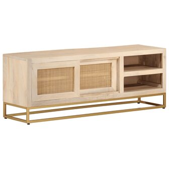 Tv-meubel 110x30x40 cm massief ruw mangohout en ijzer 2