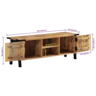 Tv-meubel 110x35x40 cm massief mangohout 9