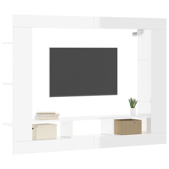 Tv-meubel 152x22x113 cm bewerkt hout hoogglans wit 3