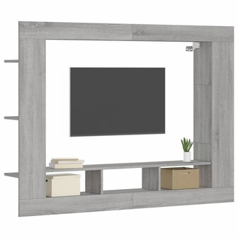 Tv-meubel 152x22x113 cm bewerkt hout grijs sonoma eikenkleurig 3