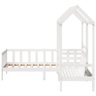 Kinderbed met huisje en bankje massief grenenhout wit 90x200 cm 8