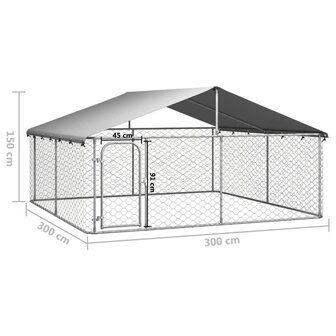 Hondenkennel met dak 300x300x150 cm 6