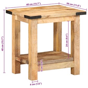 Bijzettafel 40x30x40 cm massief ruw mangohout 9