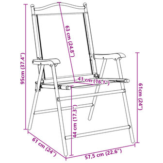 Tuinstoelen 4 st inklapbaar staal en textileen gem&ecirc;leerd grijs 12