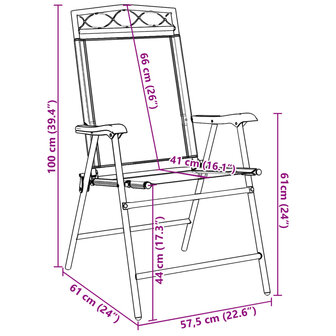 Tuinstoelen 4 st inklapbaar staal en textileen gem&ecirc;leerd grijs 12