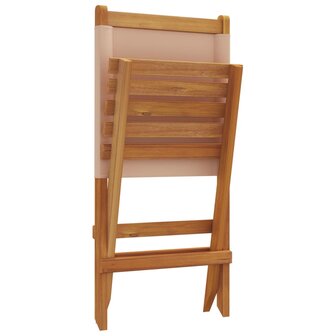 Tuinstoelen 4 st inklapbaar stof en massief hout taupe 8