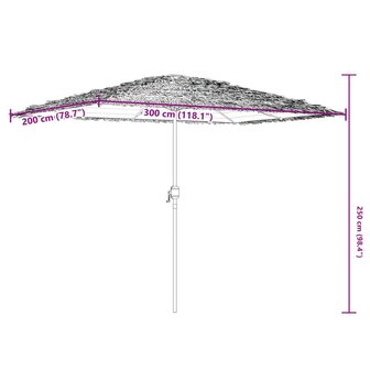 Parasol met stalen paal 300x200x250 cm bruin 11