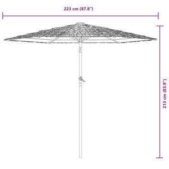 Parasol met stalen paal 223x223x213 cm bruin 11