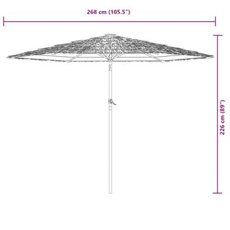 Parasol met stalen paal 268x268x226 cm wit 11