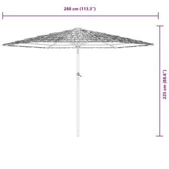 Parasol met stalen paal 288x288x225 cm bruin 11