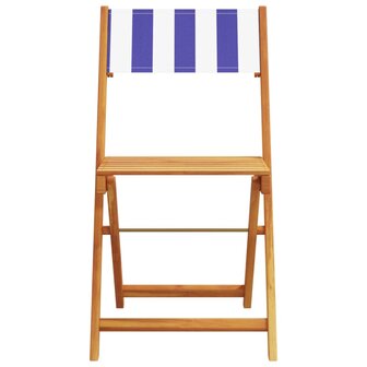 Bistrostoelen 2 st massief acaciahout en stof blauw en wit 5