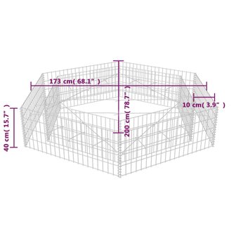 Gabion plantenbak verhoogd zeshoekig 200x173x40 cm 5