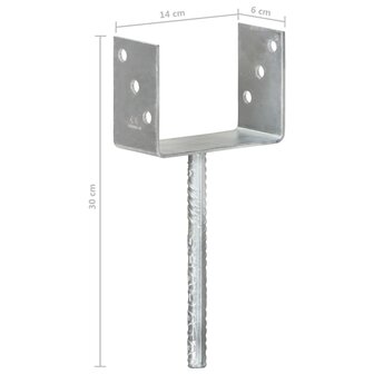 Grondankers 6 st 14x6x30 cm gegalvaniseerd staal zilverkleurig 7