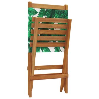 Tuinstoelen 2 st bladpatroon massief acaciahout en stof 8