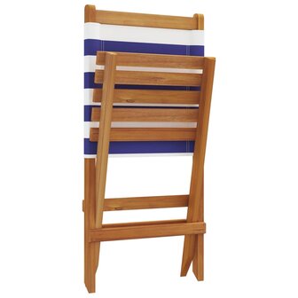 Tuinstoelen 2 st massief acaciahout en stof blauw en wit 8