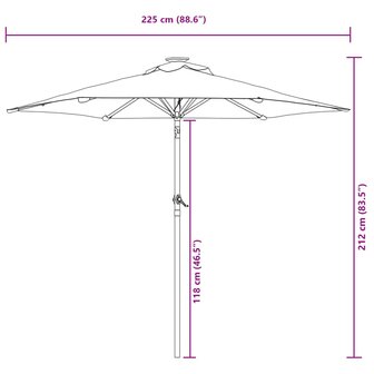 Parasol met stalen paal 225x225x212 cm groen 12