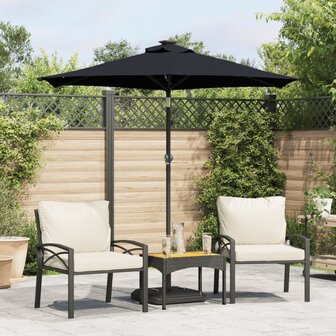 Parasol met stalen paal 225x225x212 cm zwart 1