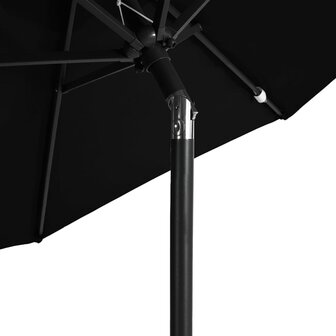 Parasol met stalen paal 225x225x212 cm zwart 7