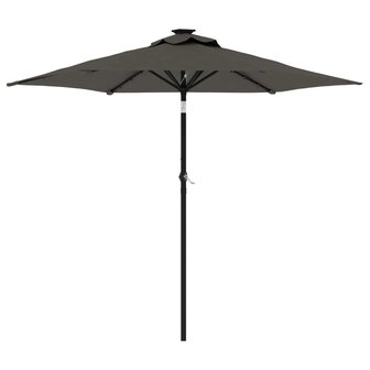 Parasol met LED&amp;apos;s en stalen paal 225x225x212cm antracietkleurig 2