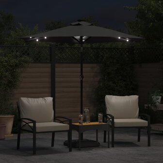 Parasol met LED&amp;apos;s en stalen paal 225x225x212cm antracietkleurig 3