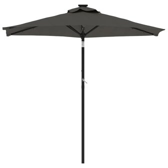 Parasol met LED&amp;apos;s en stalen paal 225x225x212cm antracietkleurig 4