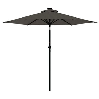 Parasol met LED&amp;apos;s en stalen paal 225x225x212cm antracietkleurig 5