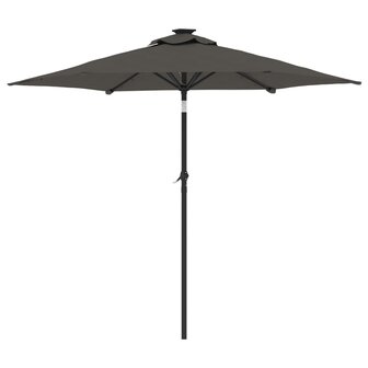 Parasol met LED&amp;apos;s en stalen paal 225x225x212cm antracietkleurig 6