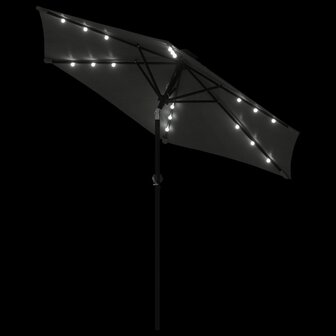 Parasol met LED&amp;apos;s en stalen paal 225x225x212cm antracietkleurig 8