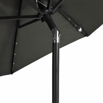 Parasol met LED&amp;apos;s en stalen paal 225x225x212cm antracietkleurig 9