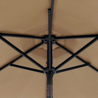 Parasol met LED&amp;apos;s en stalen paal 225x225x212 cm taupe 12