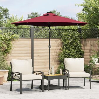 Parasol met LED&amp;apos;s en stalen paal 225x225x212 cm bordeauxrood 1