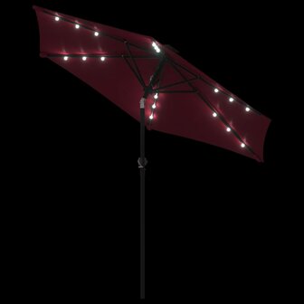 Parasol met LED&amp;apos;s en stalen paal 225x225x212 cm bordeauxrood 8