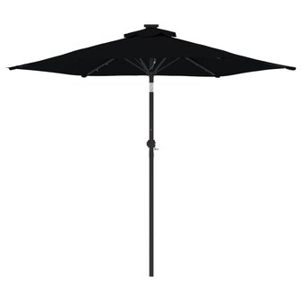 Parasol met LED&amp;apos;s en stalen paal 225x225x212 cm zwart 5